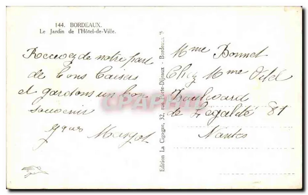 Bordeaux — Der Garten des Rathauses — Edition La Porte-Dijcaux - Rückseite