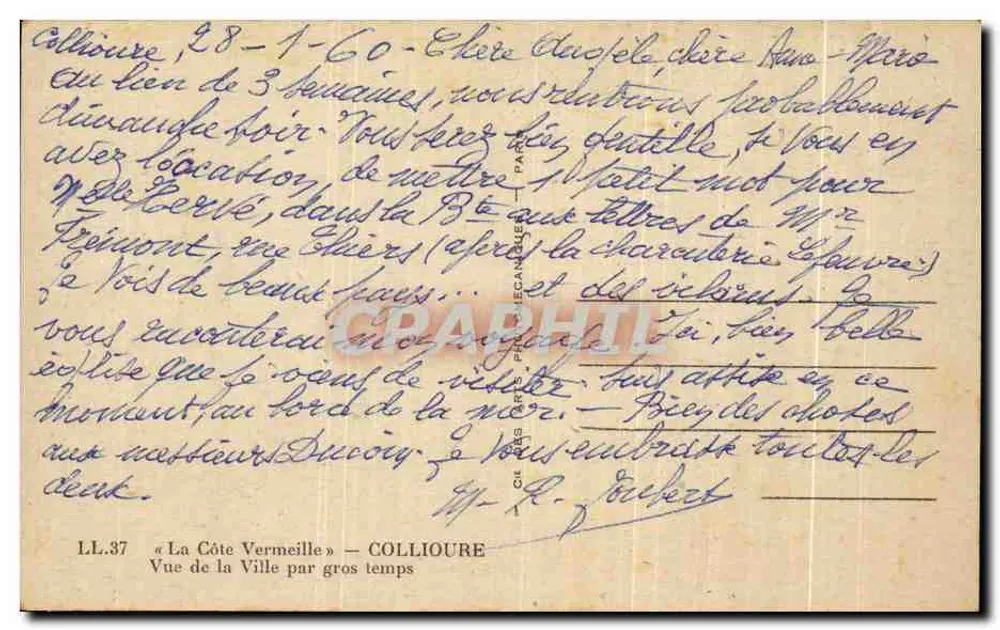 Collioure — Ansicht der Stadt bei schlechtem Wetter — LL.37 - Rückseite