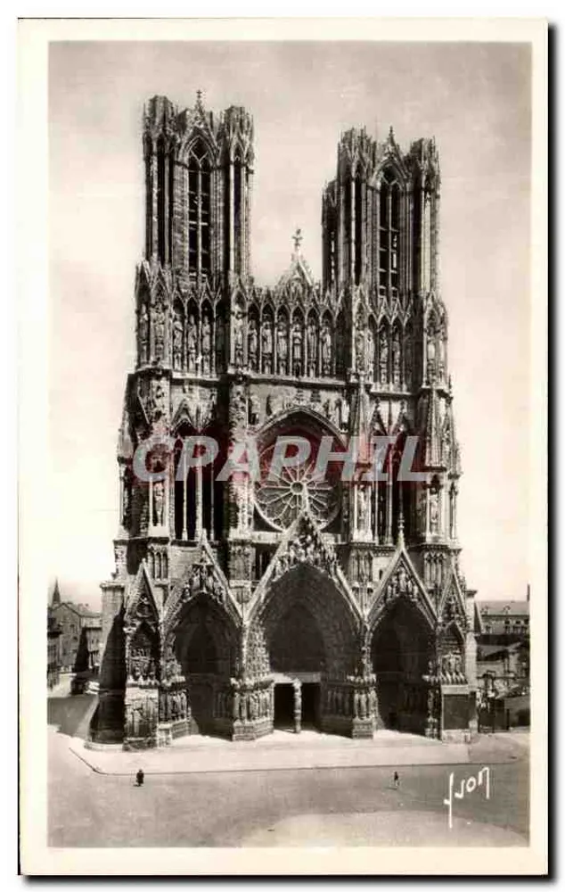 Reims - A Catedral — vista da fachada gótica — Éditions d'Art Français, Paris - Frente