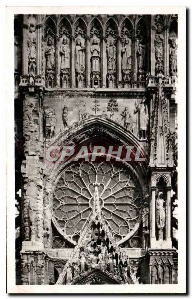 Reims — Facha da Catedral. A Grande Rosace e a Galeria dos Reis — Édition Reims - Frente