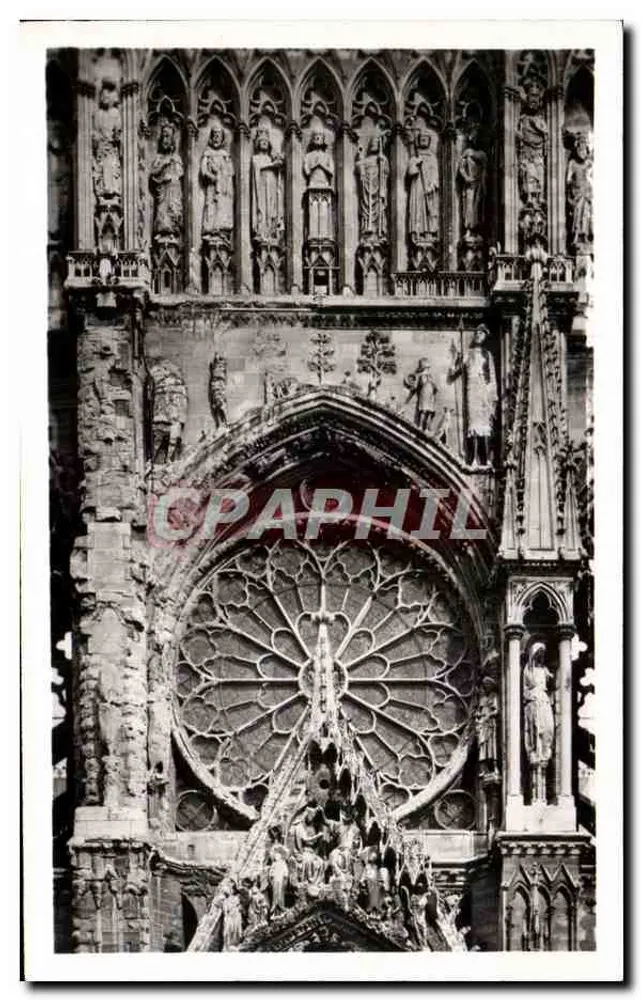 Reims — Fachada da Catedral. A Grande Rosace e a Galeria dos Reis — Edição Reims - Frente