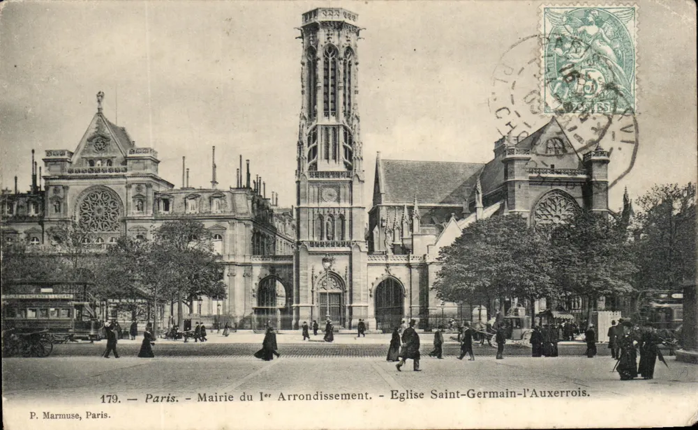 Paris — Rathaus des 1. Arrondissements und Kirche Saint-Germain-l'Auxerrois — P. Marmuse, n° 179 - Vorderseite