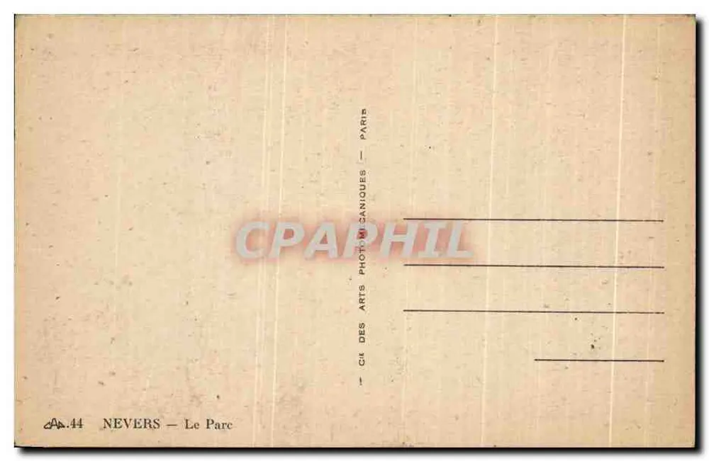 Nevers — O Parque — Editor: Cie des Arts Photomécaniques, Paris - Verso