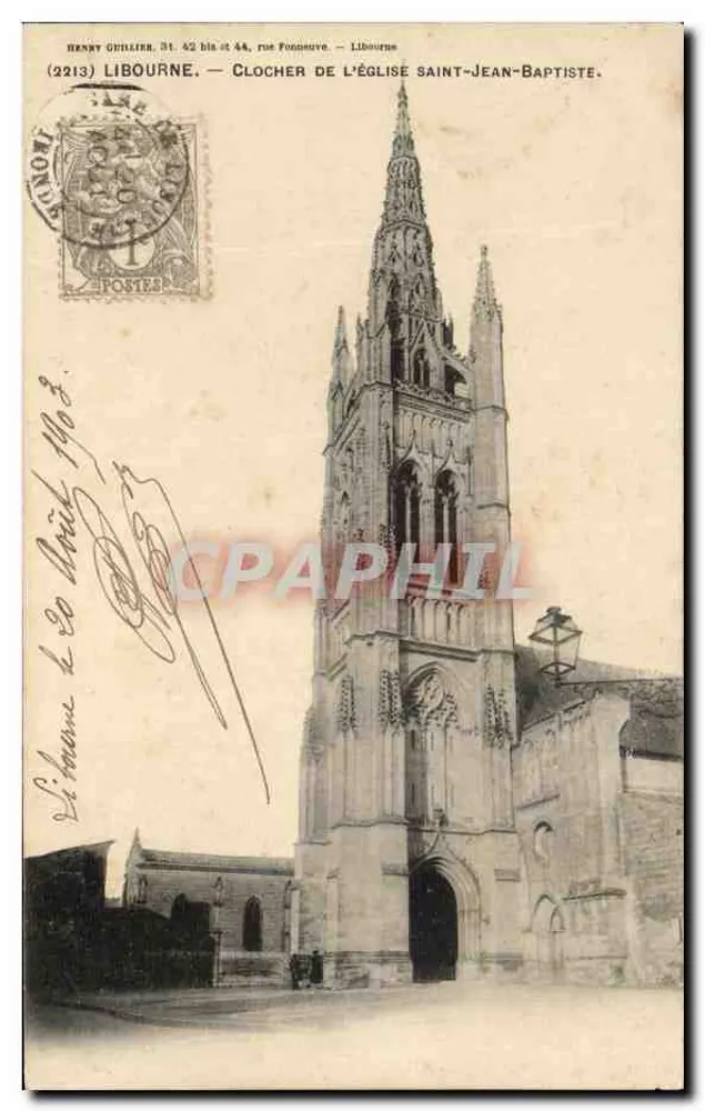 Libourne — Turm der Kirche Saint-Jean-Baptiste — Henry Guillier, 31-44 rue Fondoue - Vorderseite