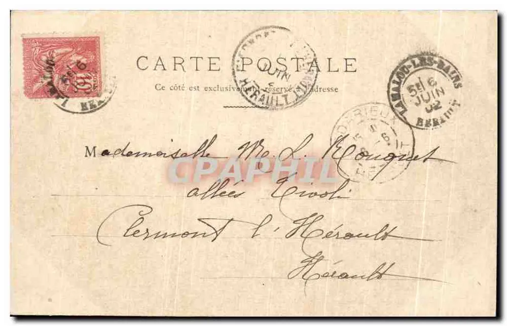 Lamalou-le-Bas — Grand Hôtel Mas — J. Fagrand, fot. - Verso