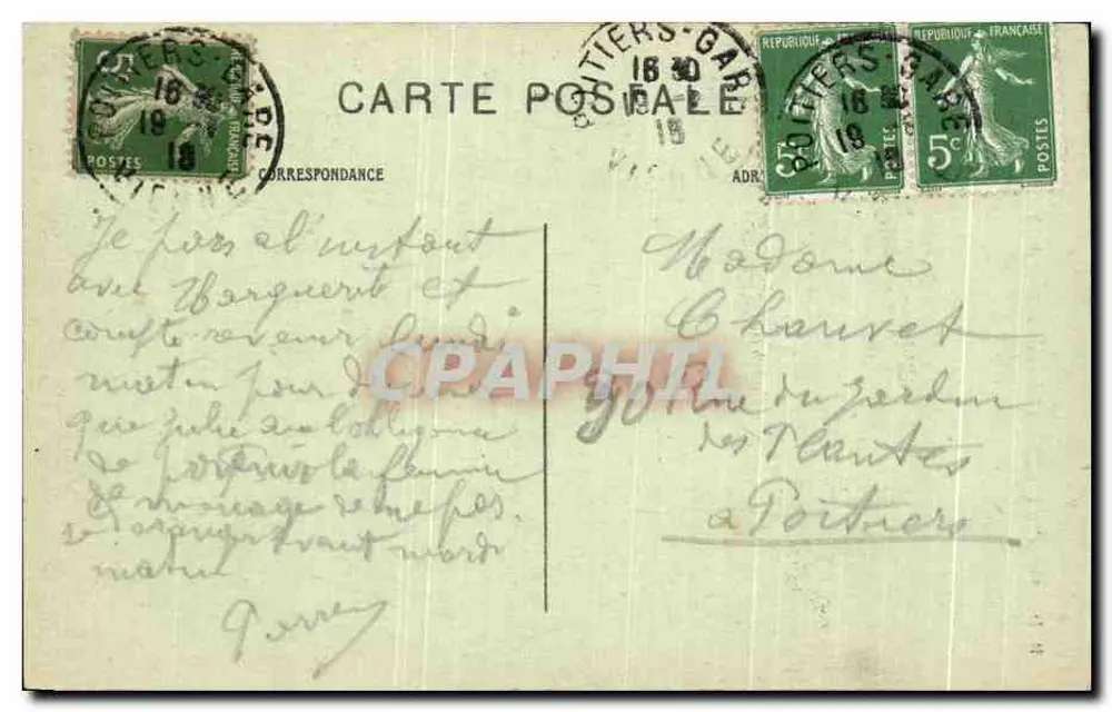 Poitiers — Hotel de Jehan de Beauce (século XVI) — B.D. 156 - Verso