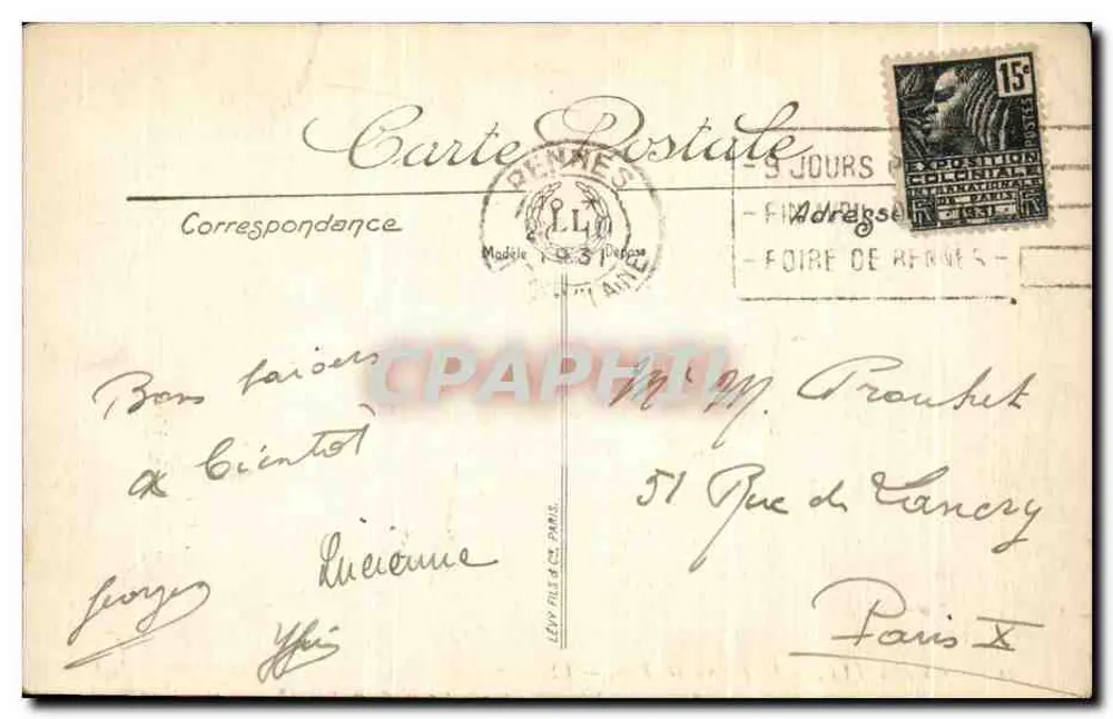 Granville — Vista del Roc desde Des Pins — LL. n°107 - Reverso