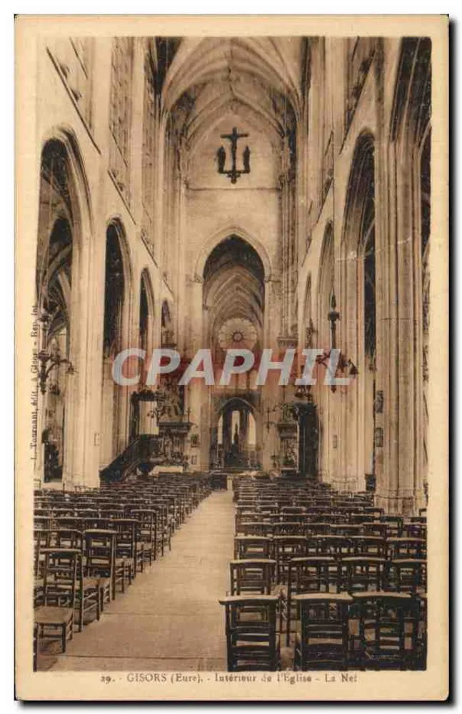 Gisors (Eure) — Interior de la Iglesia — La Nave — L. Tournant, Ed. en Gisors - Anverso