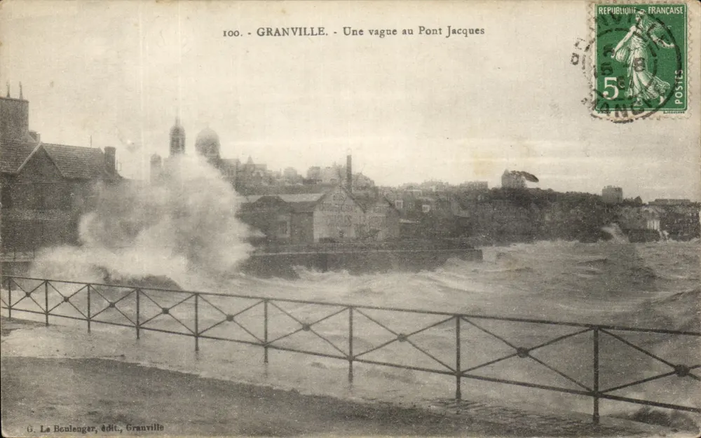 Granville — Uma onda no Pont Jacques — G. La Bouleuger, editor, Granville - Frente