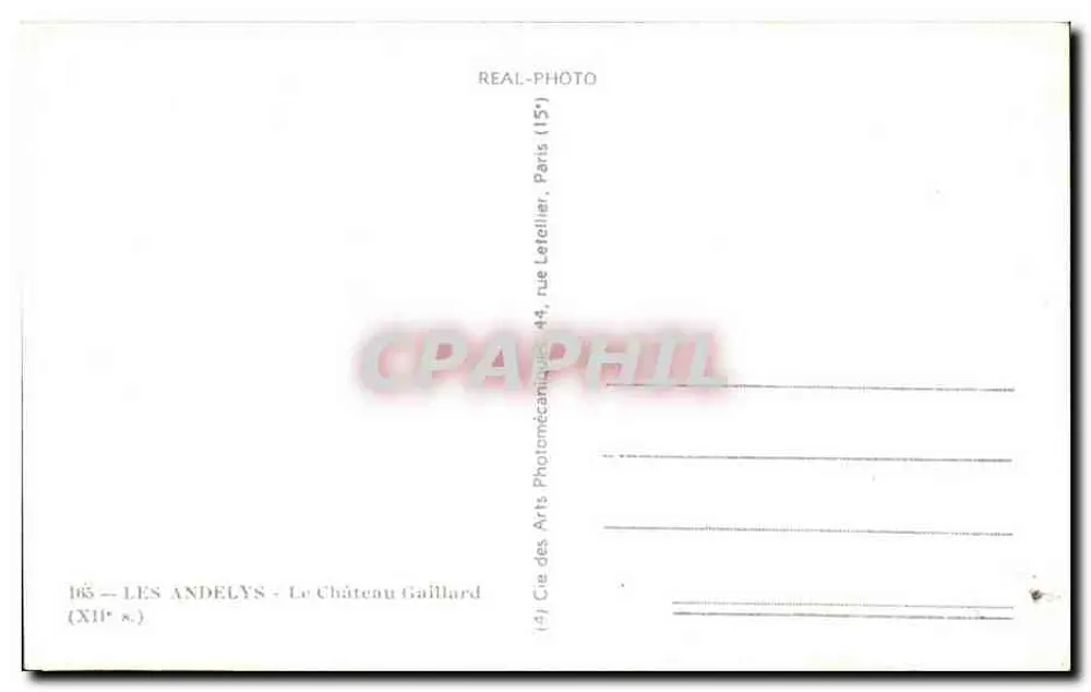 Les Andelys — Het kasteel van Gaillard (12e eeuw) — Cie des Arts Photomécaniques, Parijs - Achterkant
