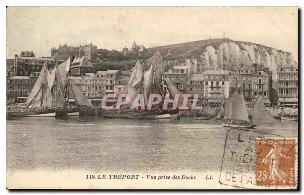 Le Tréport — Vue prise des Docks — Éditeur Lévy & Mouton, Imp. Paris, n° 118 - Frente