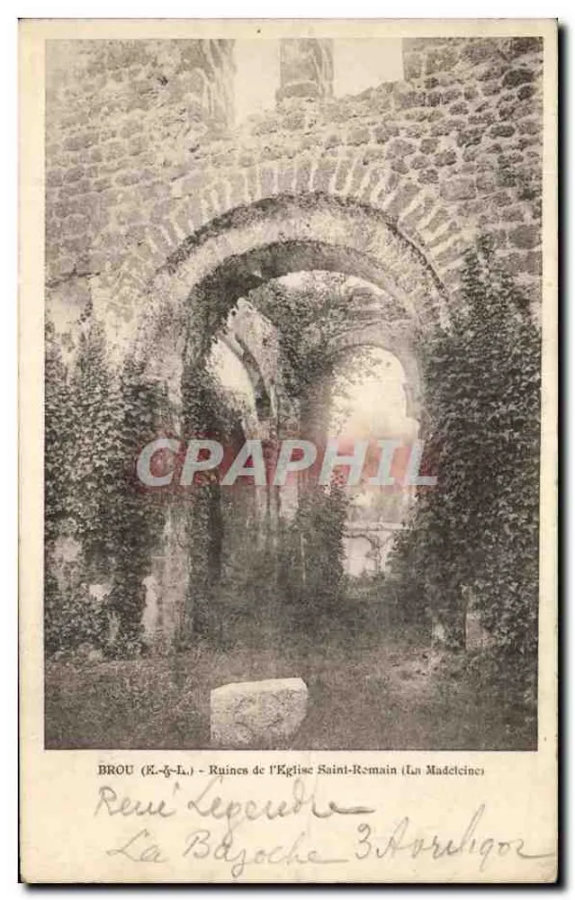 Brou (R.-G.-L.) - Ruinen der Kirche Saint-Romain (La Madeleine) - Vorderseite
