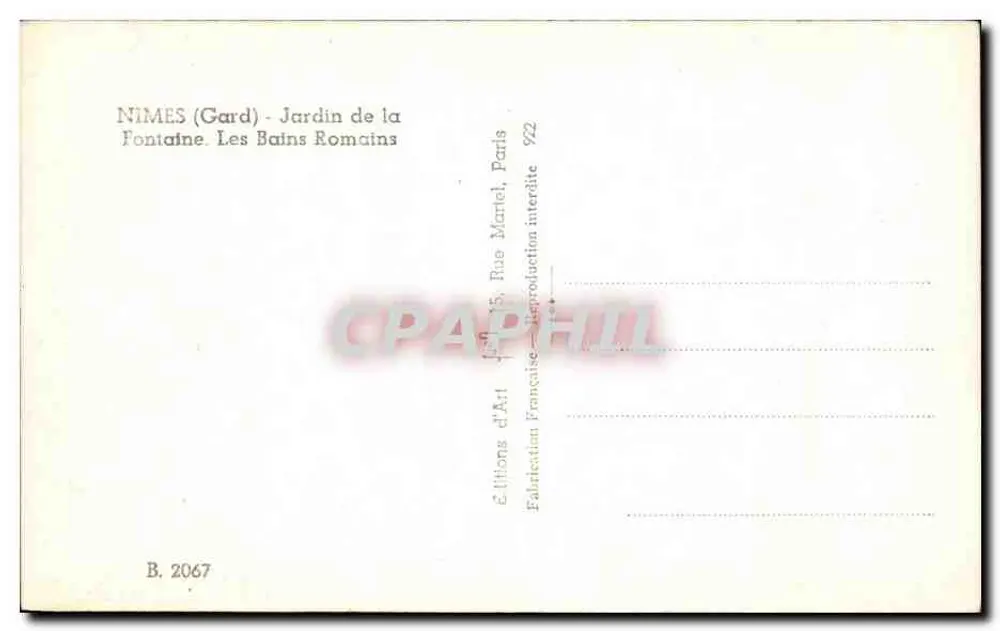 Nîmes (Gard) - Fontänen-Garten. Die römischen Bäder — Éditions d'Art, Paris - Rückseite