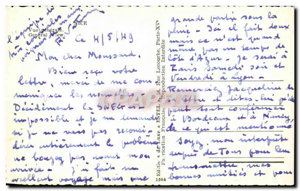 नाइस के व्यापक दृश्य — प्रकाशक एस्टेल, संख्या 1504 - पीछे