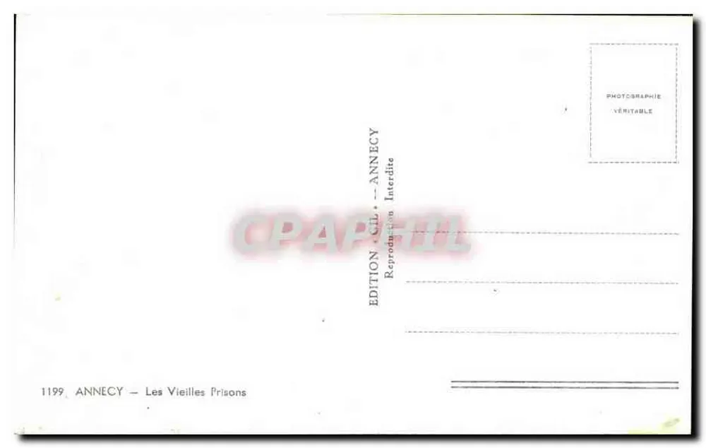 Annecy — As Velhas Prisões — Edição CIL - Annecy, n° 1199 - Verso