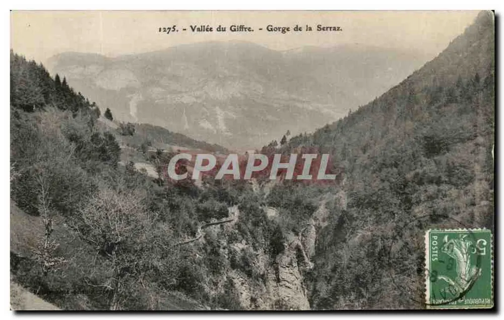 Vale do Giffre — Garganta da Serraz — Bilhete postal antigo n°1275, editor desconhecido - Frente