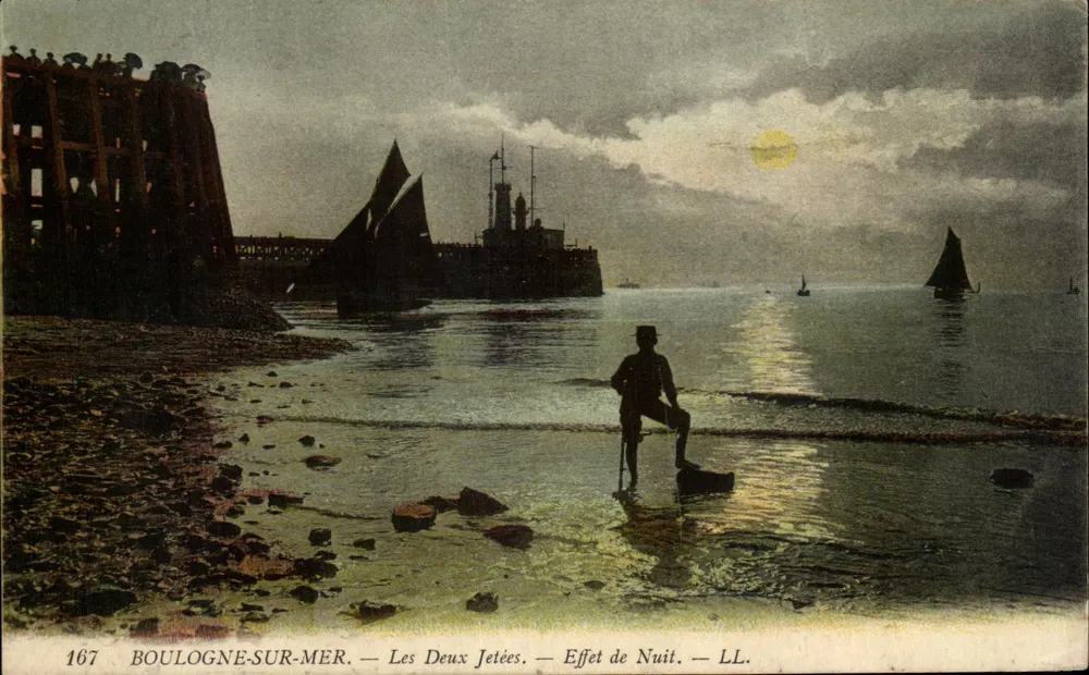 Boulogne-sur-Mer — Die beiden Molen — Nacht-Effekt — LL. - Vorderseite