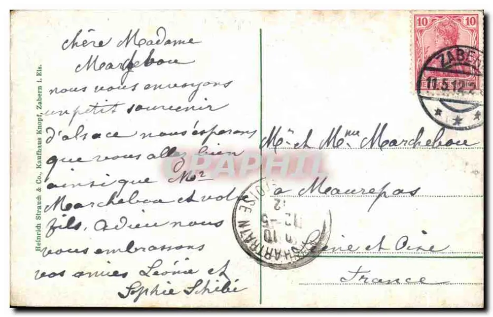 Zabern i. Elsass — Schlossplatz 1 — Heinrich Strauch & Co. - Verso