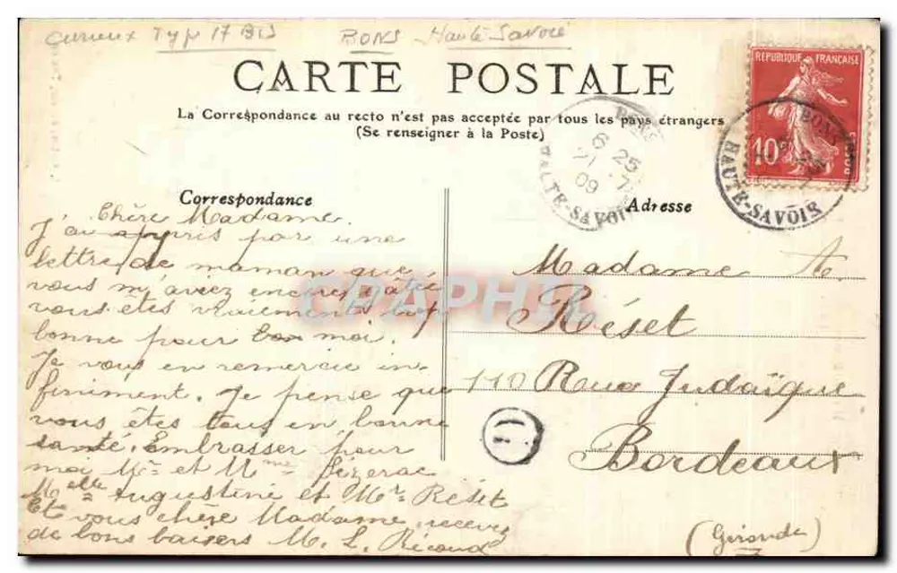 Haute-Savoie — BOËGE — Wasserfall der Voirons — Verlag J. Authon, Thorons - Rückseite
