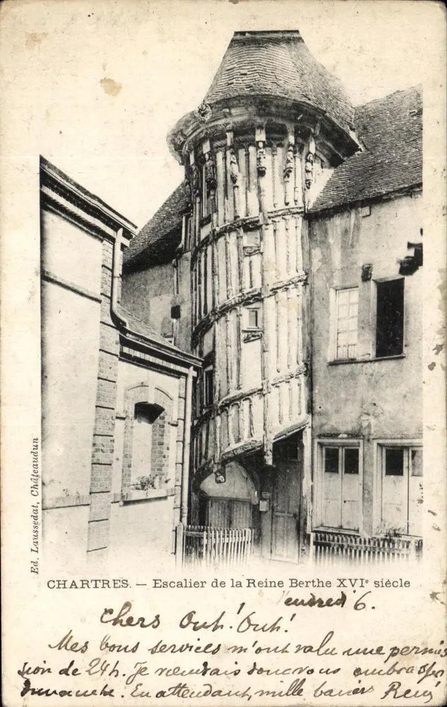 Chartres — Escalera de la Reina Berthe del siglo XVI — Ed. Laussedat, Châteaudun - Anverso