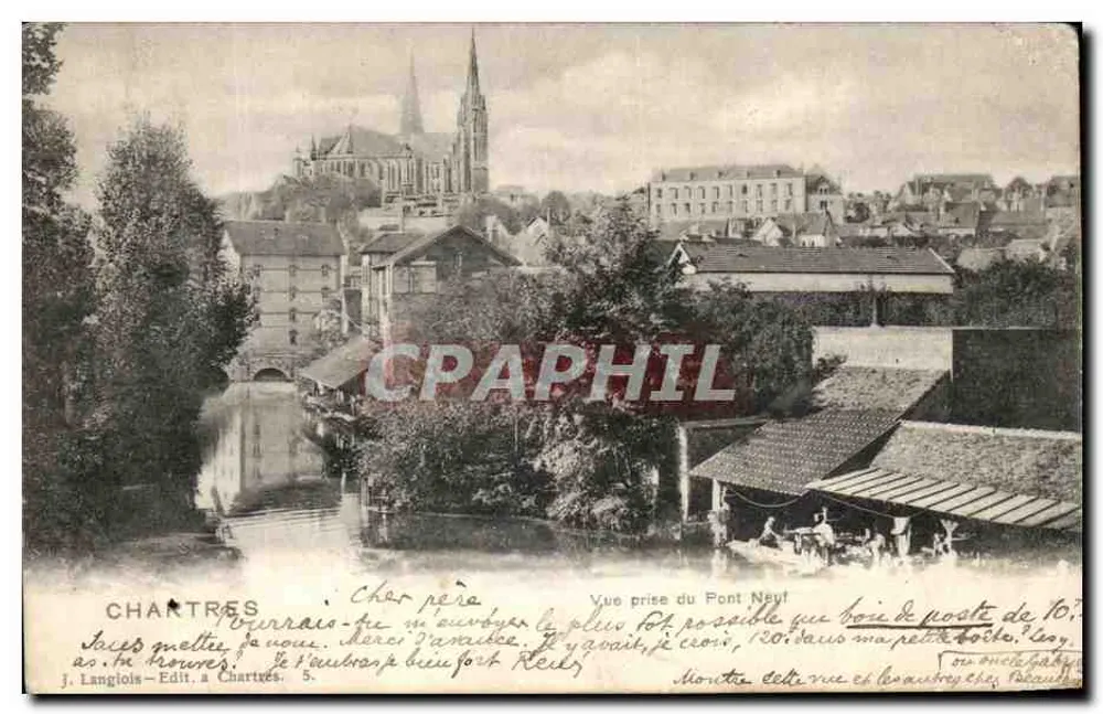 Chartres — Ansicht vom neuen Brücke — j. Langiols - Verlag in Chartres, Nr. 5 - Vorderseite