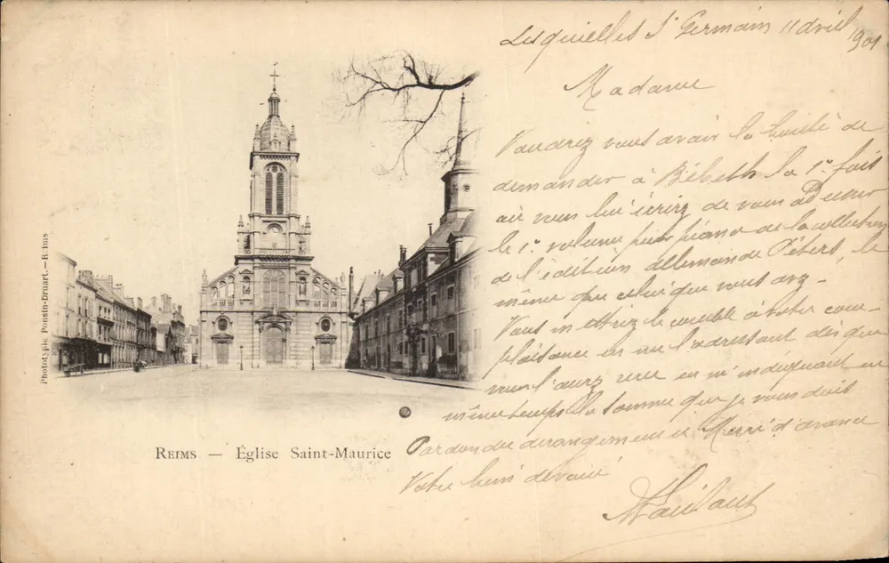 Reims — Igreja de São Maurício — Fototipia Poussin-Bruart, n° 101 - Frente