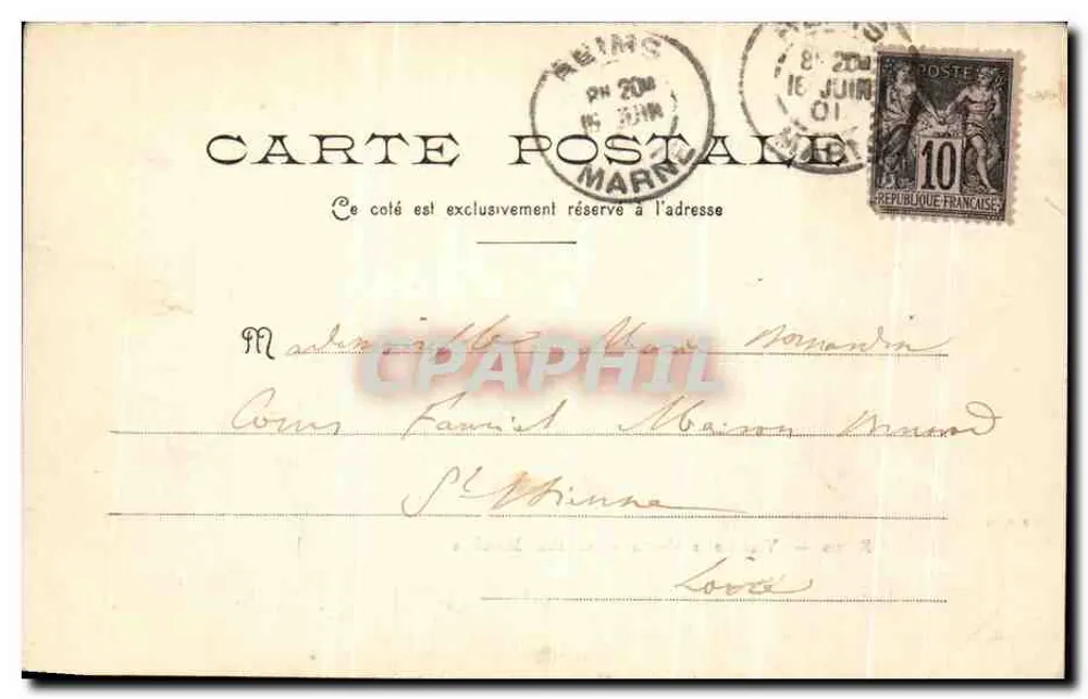 Reims — Alte Häuser auf der Place des Marchés — P.D.R. - Rückseite