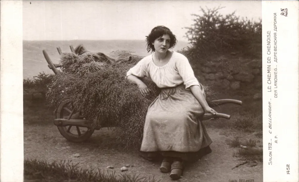 Femme assise sur un chariot chargé d'herbes — Salon 1912 — Camille Bellanger - Frente