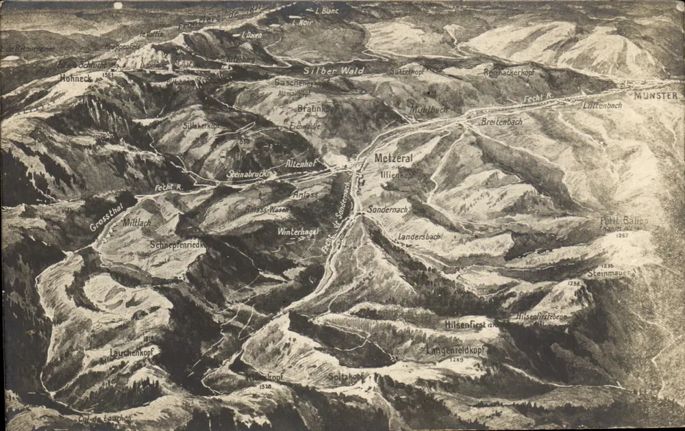 Vista aérea do Silber Wald — Montanhas e vales ao redor de Munster — editor não visível - Frente