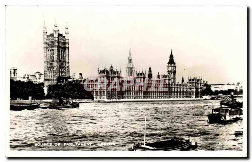 Häuser des Parlaments, London — Ansicht von der Themse — Valentine's Postcard, Nr. K 810 - Vorderseite