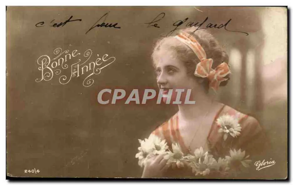 Junge Frau mit Blumenschmuck — Frohe Weihnachten — Gloria, Nr. 2404 - Vorderseite