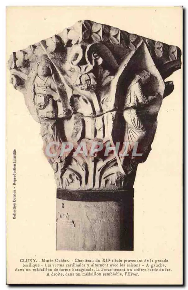 Cluny - Museum Ochier - Kapitell des 12. Jahrhunderts aus der großen Basilika - Reproduktion Dastion - Vorderseite
