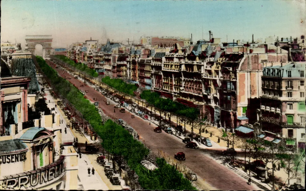 Avenida dos Campos Elísios — vista panorâmica — Edições O.P. Paris - Frente