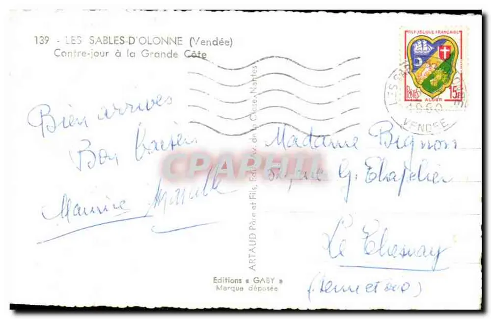 Les Sables-d'Olonne — Contre-jour à la Grande Côte — Gaby - Rückseite
