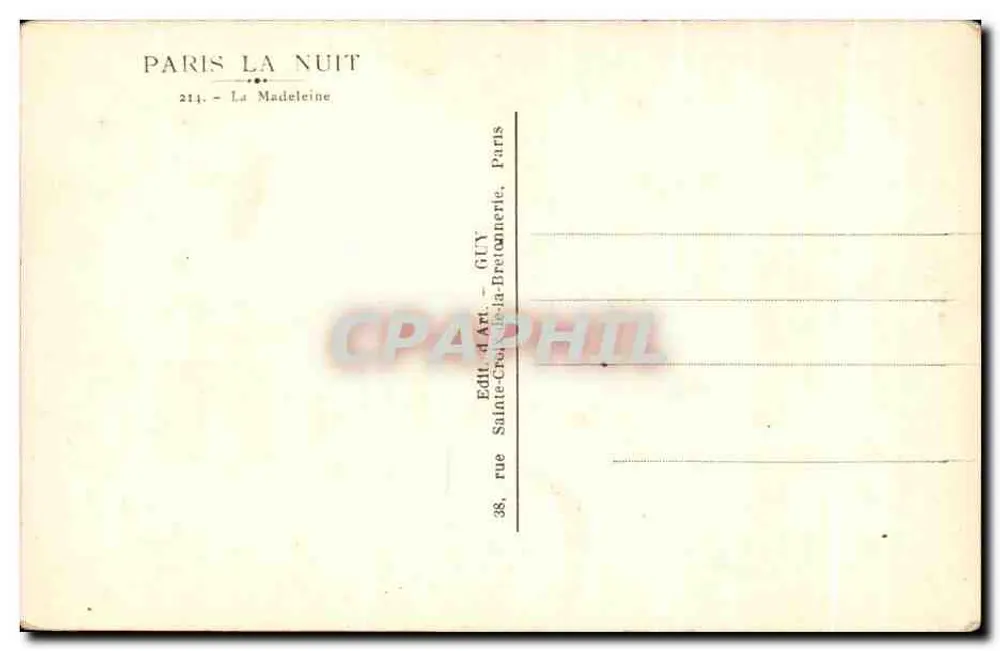 O Panteão — Paris à Noite — editor GUY - Verso