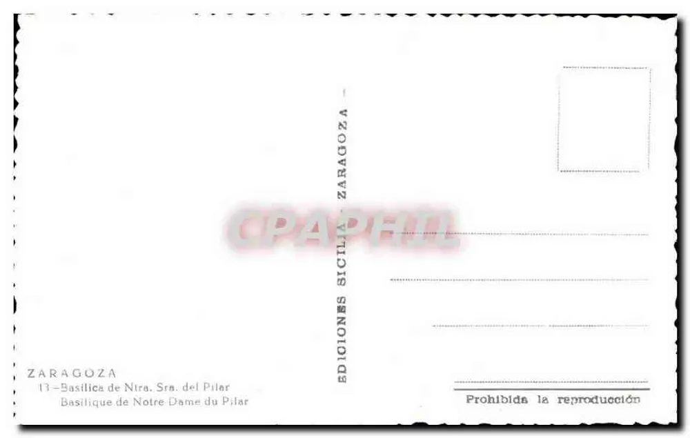 Zaragoza — Basilika Notre-Dame du Pilar — Éditions Sicilia - Rückseite