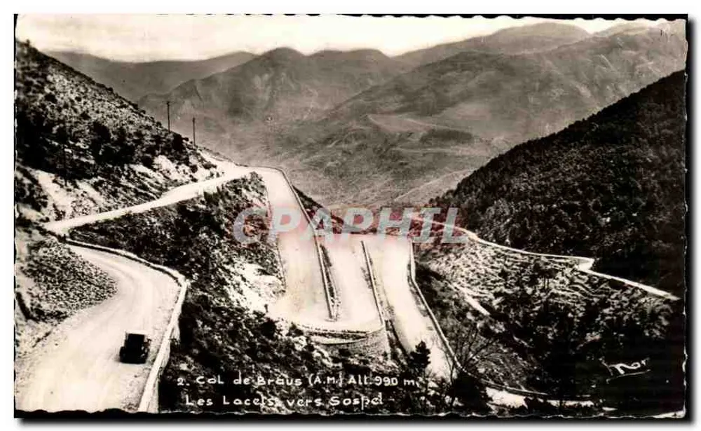 Os Lacets para Sospel — Col de Braus (A.M.) Alt. 990 m — Éditions Sospel - Frente