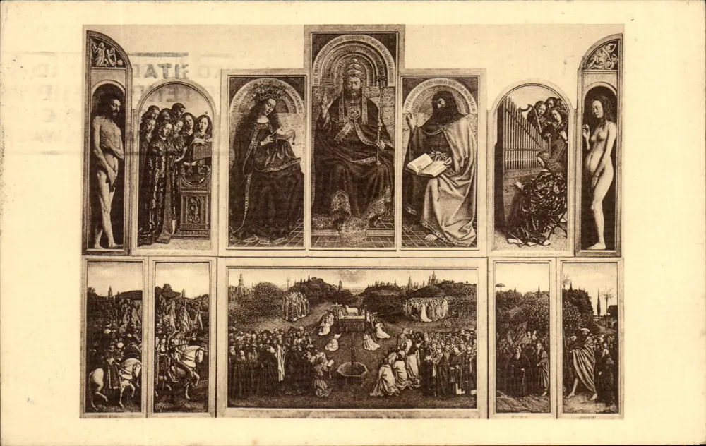 Adoration des Lammes — Gemälde von Jan Van Eyck — Kirche St. Bavon, Gent - Vorderseite
