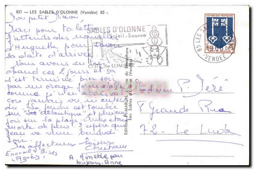 Les Sables-d'Olonne — praia animada — Rallouin, n°821 - Verso