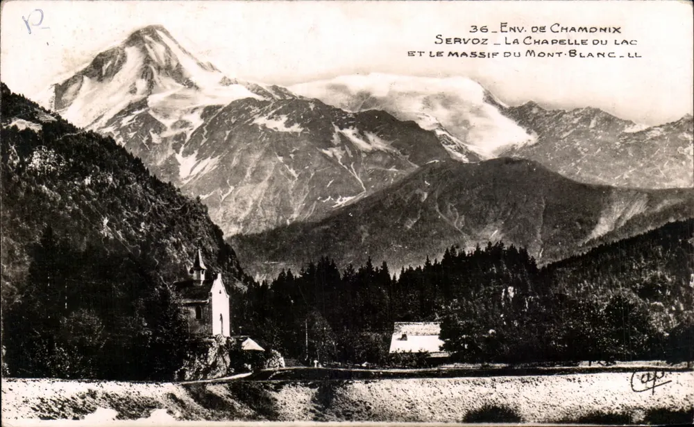 Umgebung von Chamonix — Die Kapelle am See und das Massiv des Mont-Blanc — Serie 36 - Vorderseite