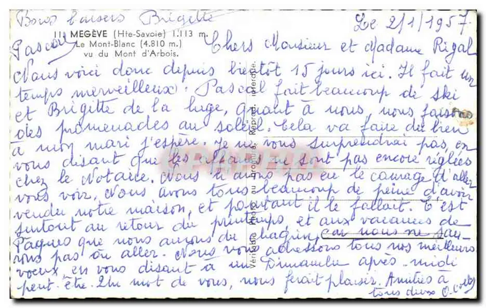 Mont Blanc — von Mont d'Arbois aus gesehen — unbekannter Verlag, Seriennummer nicht sichtbar - Rückseite