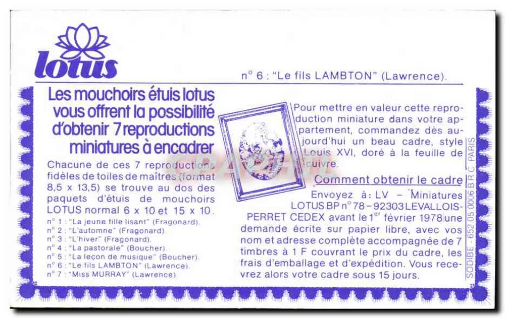 Der Sohn LAMBTON — Lawrence — Verlag Lotus, Nr. 6 - Rückseite
