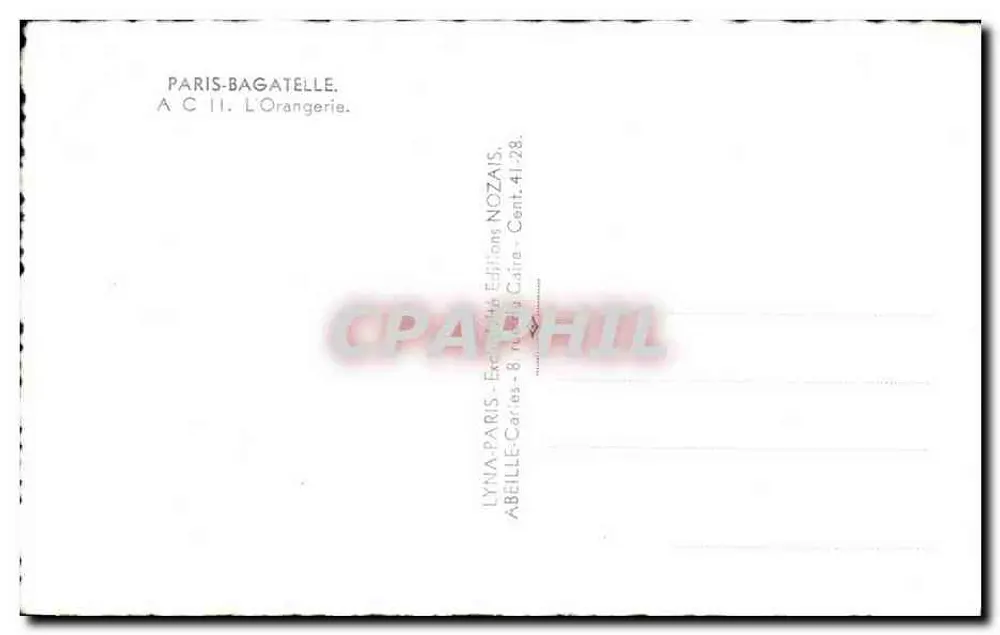 Paris-Bagatelle — A Orangerie — Edições Nozaïs - Verso