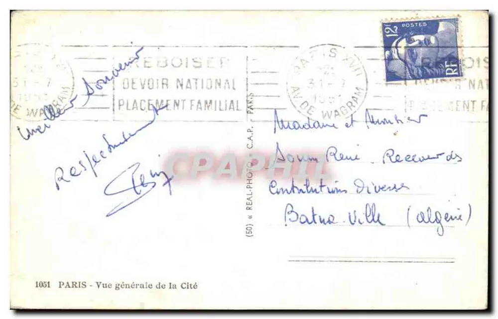 Paris - Visão geral da Cidade — C.A.P. (1051) - Verso