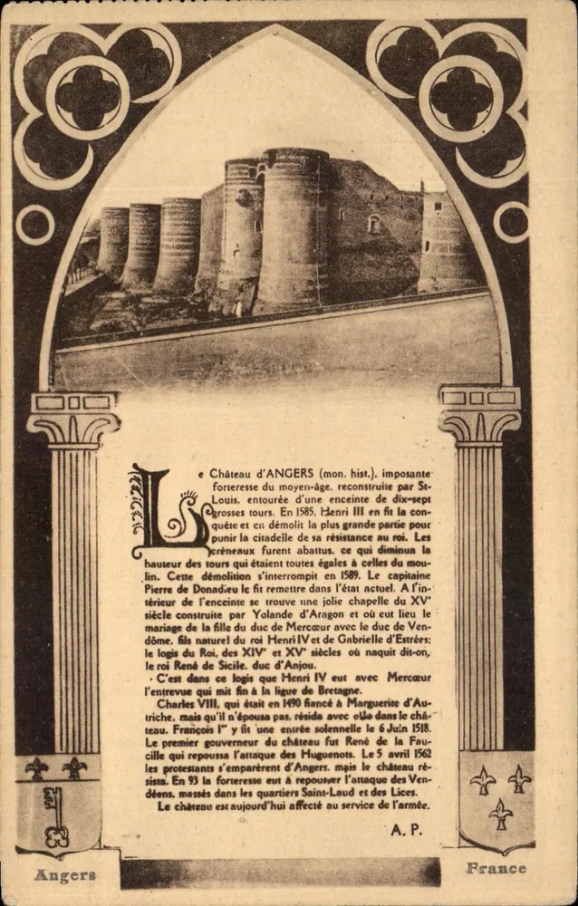Castelo de Angers — história e lendas — E. Dupré, 2, Rue Calbert, Tours - Frente