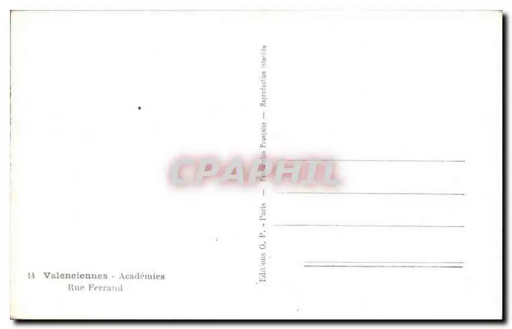 Valenciennes - Academias — Edições O. P. - Paris - Verso