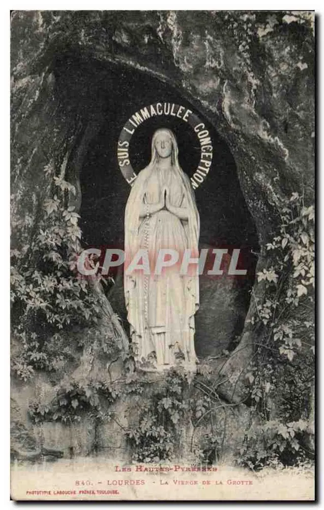 Lourdes - A Virgem da Gruta — Fototipo Labouche Frères, Toulouse, n° 840 - Frente