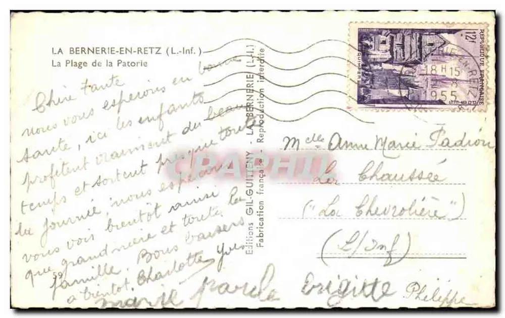 La Plage de la Patorie — La Bernerie-en-Retz — Éditions Gil-Guitteny - Rückseite