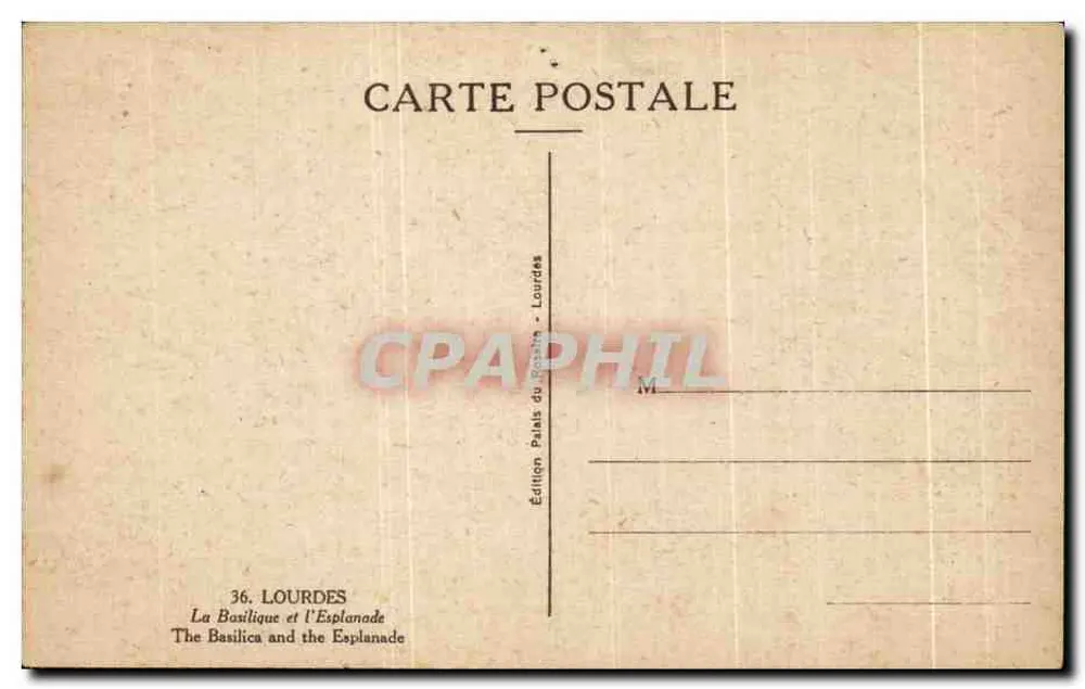 Lourdes — A Basílica e a Esplanada — Edição Palais du Rossignol - Verso
