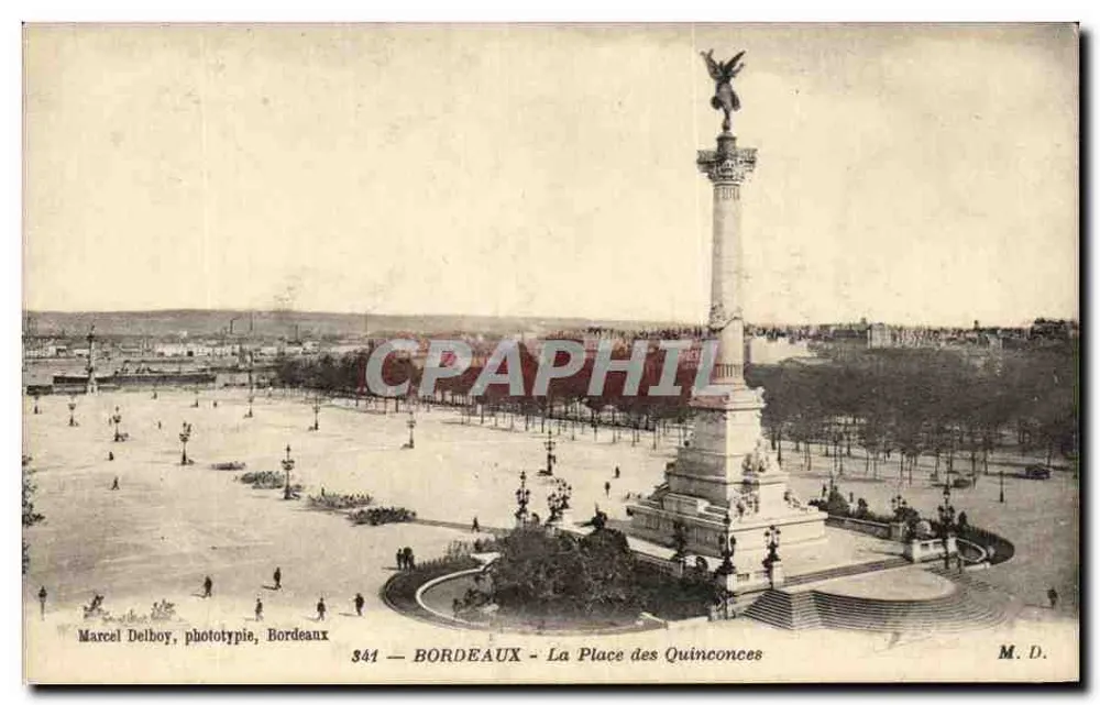 Bordeaux — A Place des Quinconces — Marcel Delbroy, fototipia, Bordeaux, n°341 - Frente